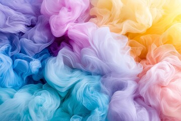 Fototapeta premium Abstract Pastel Tulle Fabric Texture Soft Colorful and Dreamy Swirls of Sheer Mesh
