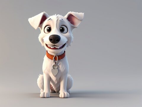 3D Animation Style dog cartoon  Animals illustration isolated on white background