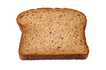 Slice of organic brown bread isolated on transparency photo png file