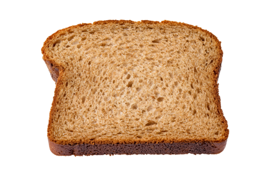 Slice of organic brown bread isolated on transparency photo png file