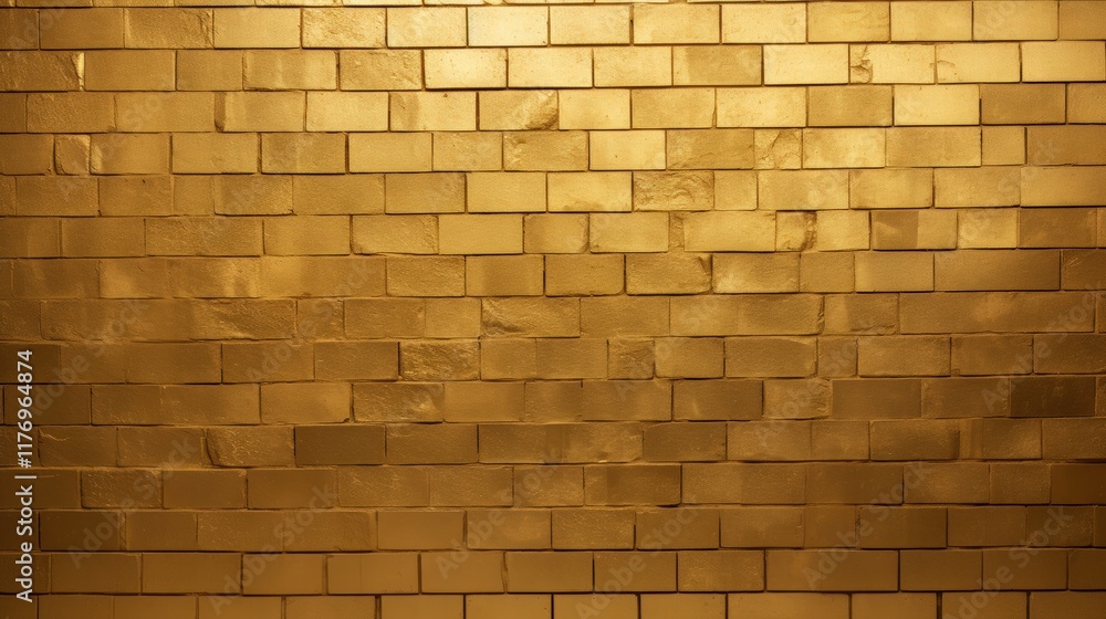 Poster a golden brick wall with unique texture highlighting chaos and elegance in design for creative proje
