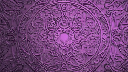 Intricate Purple Architectural Relief Design. A stunning decorative relief design with ornate patterns and floral motifs. A captivating and detailed artistic masterpiece. 