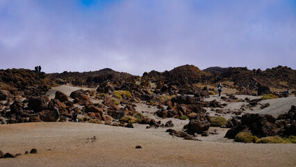 Vue aérienne professionnel au drone des mines de San Jose au Parc national del Teide et avec dunes...