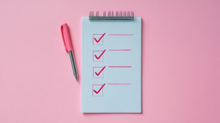 Notebook with blank list of rules on light background