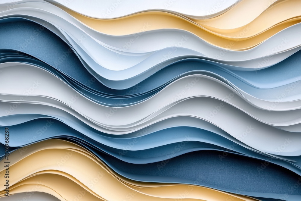 Poster abstract waves of varying heights and curves create a dynamic visual flow representing movement and 