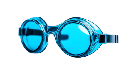 Clear Blue Swimming Goggles Isolated on Black Background for Water Sports