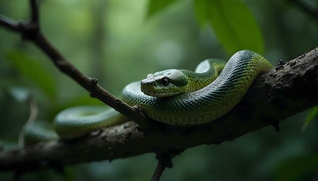 green snake on a branch