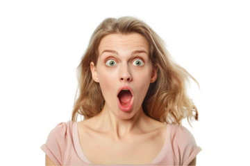 beautiful blonde woman expressing surprise and shock emotion