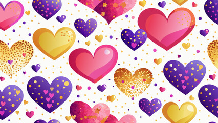A festive background with colorful hearts
