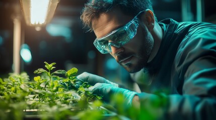 Innovative Green Technology Engineer Managing Smart Greenhouse System