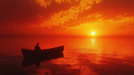 Naklejka premium A breathtaking long shot of a sunrise captured during the early morning, just before the full light of day breaks. Generative AI