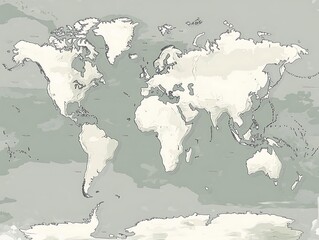 Abstract World Map with Dark Gray Continents, Minimalist Design, and 3D Relief Texture for Modern Graphic Design and Geographical Illustrations