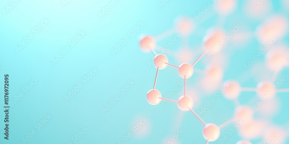 Poster abstract digital network with glowing orbs and pastel lines