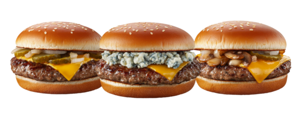 Indulge in Three Unique Gourmet Burgers with Delicious Toppings and Flavors