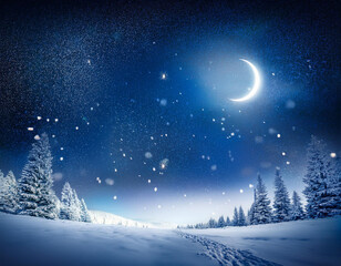 Fototapeta premium winter landscape with trees and snow, Generated image