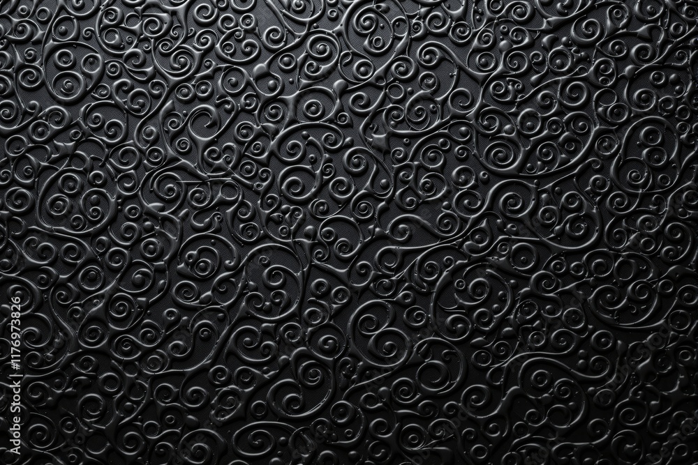 Aufkleber intricate black textured pattern with swirling abstract designs on a dark background.