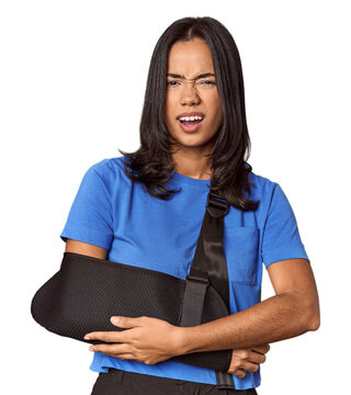 Filipino woman with arm brace