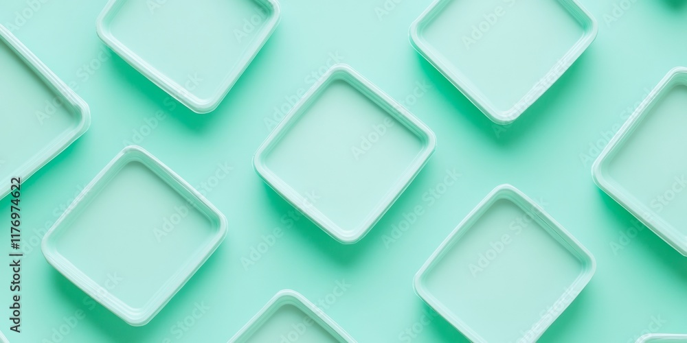 Poster minimalist arrangement of empty meal boxes on pastel background