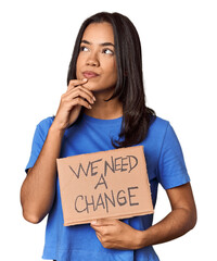 Young filipino advocating with 
