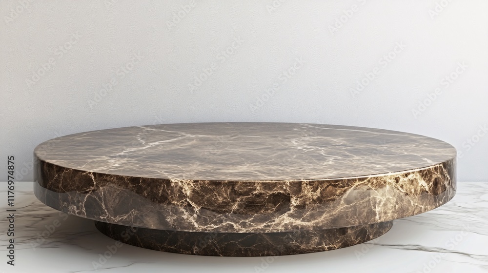Poster marble round table with elegant design and smooth surface in modern interior setting