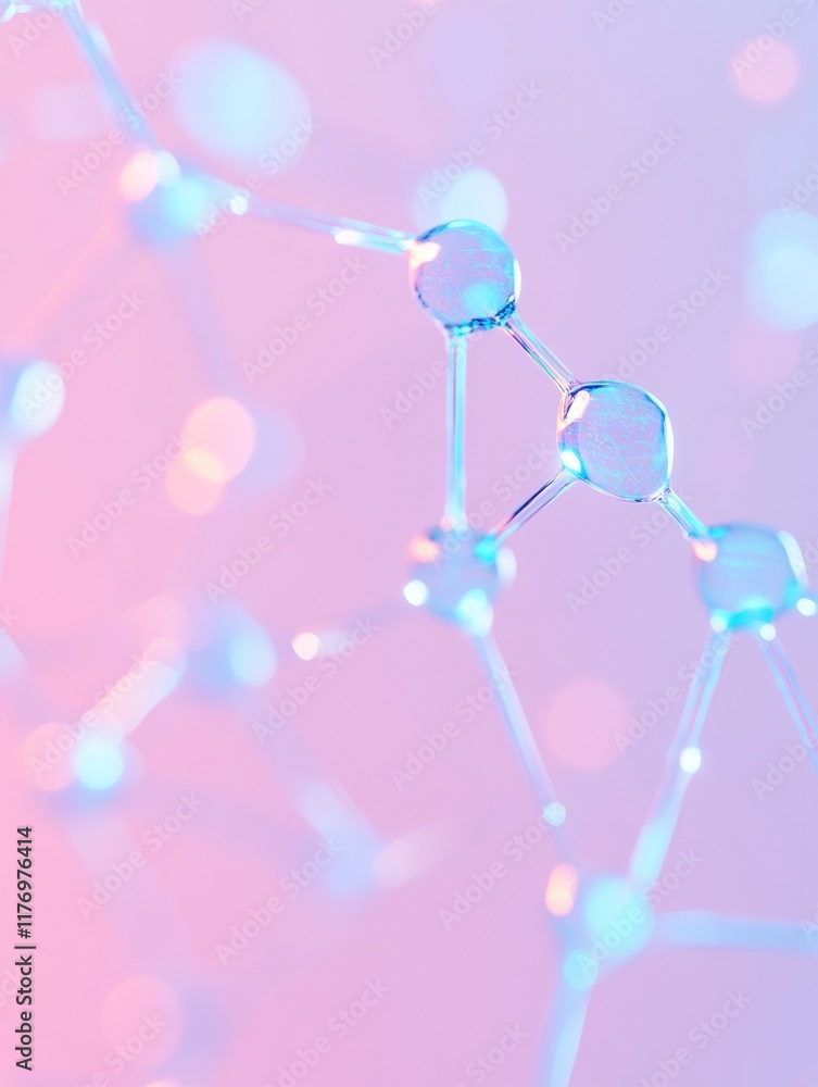 Leinwandbilder futuristic neon glowing digital network with translucent circuits on pastel background