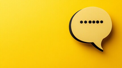 Creative yellow speech bubble with dots on vibrant yellow background