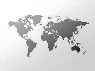 Abstract World Map with Dark Gray Continents, Minimalist Design, and 3D Relief Texture for Modern Graphic Design and Geographical Illustrations