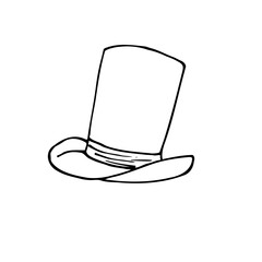 medium brim cylindrical hat tied with ribbon - hand drawn line sketch