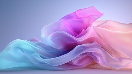 Obraz premium Abstract Pastel Fabric Drape Flowing Sheer Tulle Soft Color Gradient Elegant Textile Background