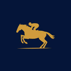 Fototapeta premium Silhouette of Jockey Riding a Galloping Horse