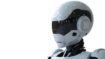 Futuristic humanoid robot ai assistant with isolated on a transparent background