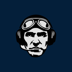  Pilot Face with Headset and Goggles