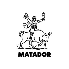 Illustration of Matador Riding a Bull
