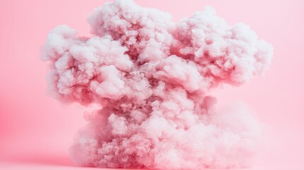 Fototapeta premium Abstract Pink Smoke Cloud Explosion on Pink Background Artistic Design Element