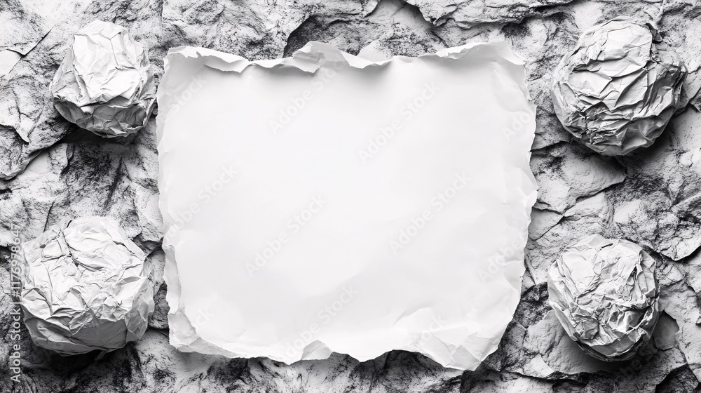 Aufkleber crumpled paper texture with empty space for adding creative content or messages