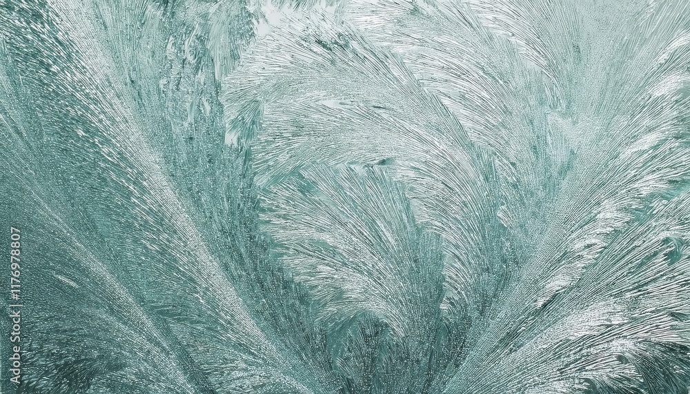 Poster abstract icy texture with frost like crystalline patterns in teal and white tones, perfect for winte