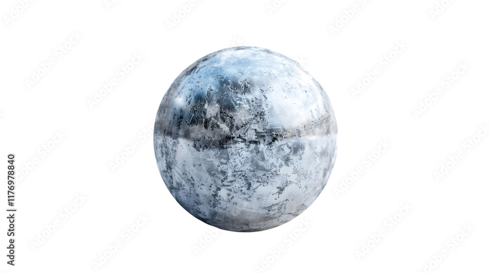 Poster futuristic metallic chrome texture planet or sphere isolated on a transparent background