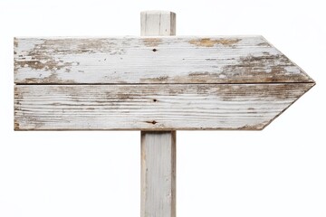 Naklejka premium Rustic White Wooden Signpost Mockup, Isolated on White Background - Perfect for Branding & Design