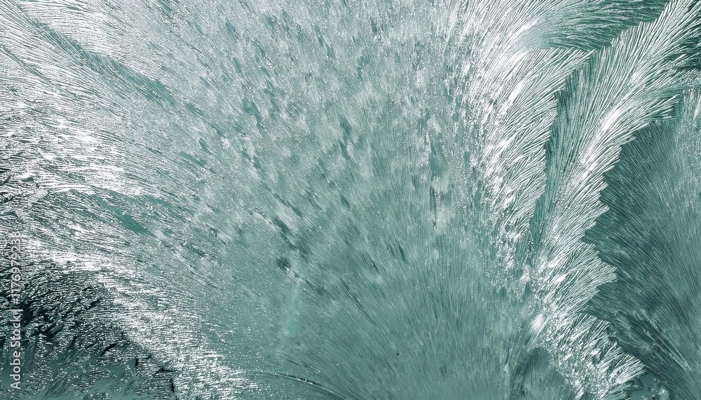 Poster abstract icy texture with frost like crystalline patterns in teal and white tones, perfect for winte