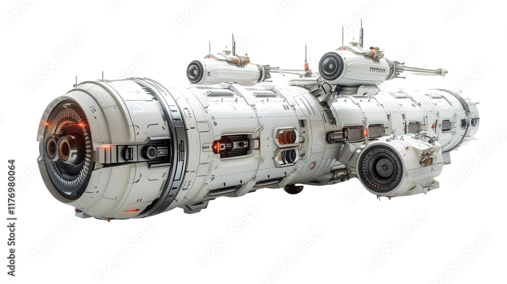 Poster futuristic space station isolated on a transparent background