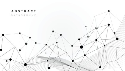 Abstract Geometric Network with Lines and Dots on White Background