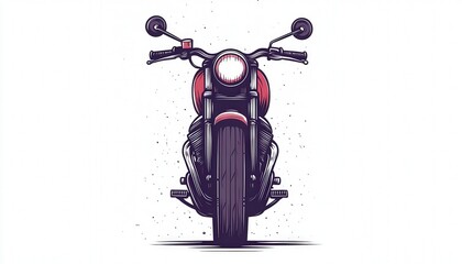 A vintage motorcycle illustration with a front view. Ideal for apparel prints, posters, and logo designs related to motorcycles, vintage style, or custom bike shops.
