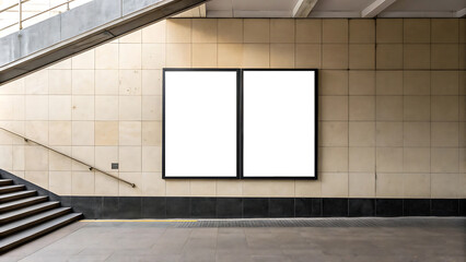 Urban dual tone wall with split poster mockup for advertising display.