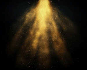 A bright yellow light is shining on a dark background