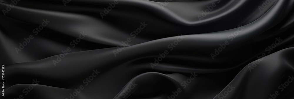 Poster black silk fabric texture smooth draped surface for backgrounds and design projects in high resoluti
