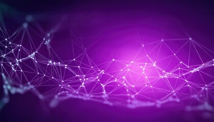 Abstract Purple Digital Wave with Glowing Network Mesh and Nodes Depicting Data Flow, Connectivity, and Futuristic Technology Applications