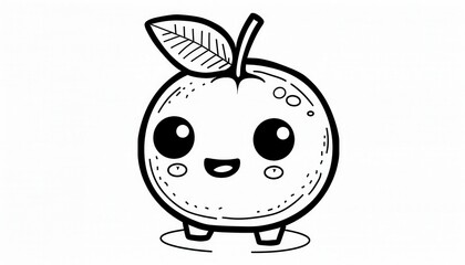 Obraz premium A cute cartoon orange with big eyes and tiny feet. Perfect for kids' coloring pages, stickers, or t-shirt designs.