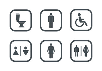 WC icon set. Flat vector illustration. White background.