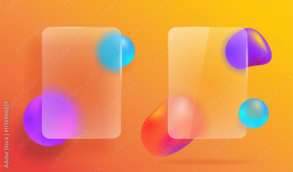 Fototapete glass window effect ui screen transparent with abstract shapes modern vector graphic design illustra