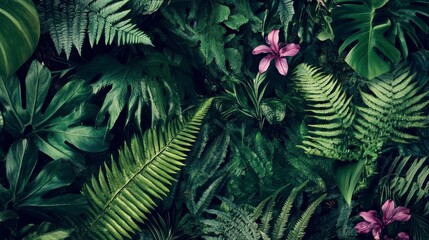 Fototapeta premium Stunning Tropical Foliage Arrangement: A Lush Jungle Scene